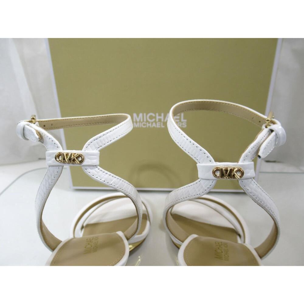 Michael Kors Size 7 Nadina Ankle Strap Wedge Sandals Heels Optic White - Picture 5 of 7